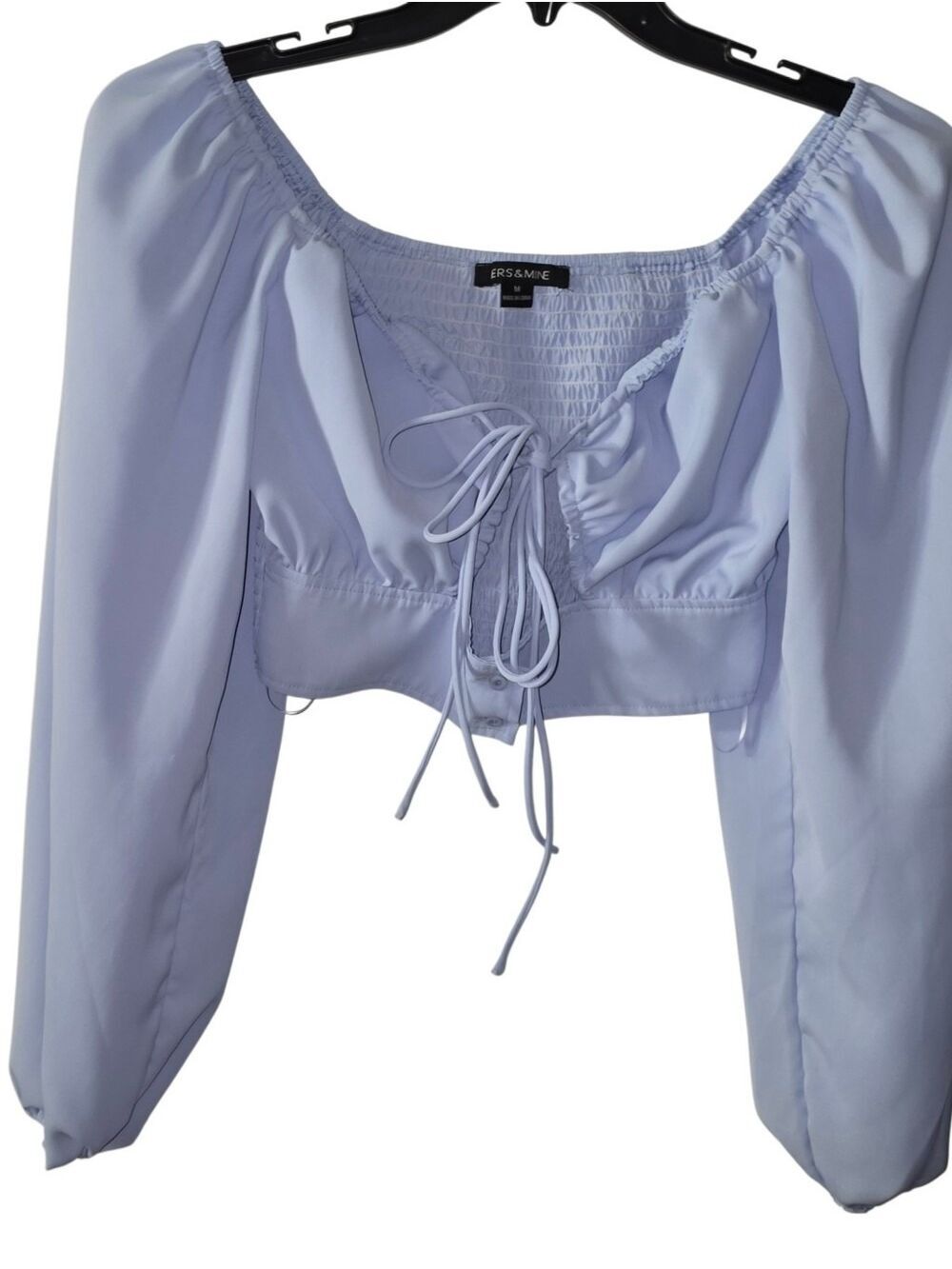 Hers & Mine Long Sleeve Cropped Top Size Medium